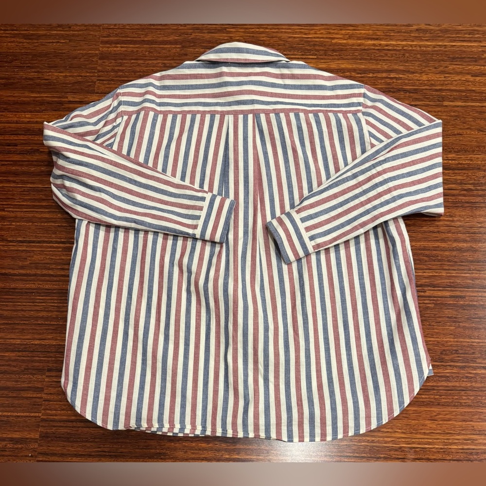 Sezane Striped Button-Down Shirt in Red, Blue, White - Picture 5 of 6